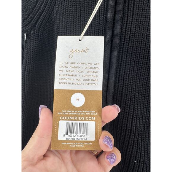 Goumi Kids Shadow Black Knit Hooded Wearable Zip-Up Blanket Size Medium NEW - Picture 3 of 4